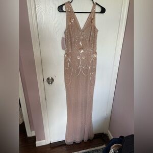 NWT BHLDN Kincaid Beaded Floral Art Deco Gown In Blush Pink Size 2 New